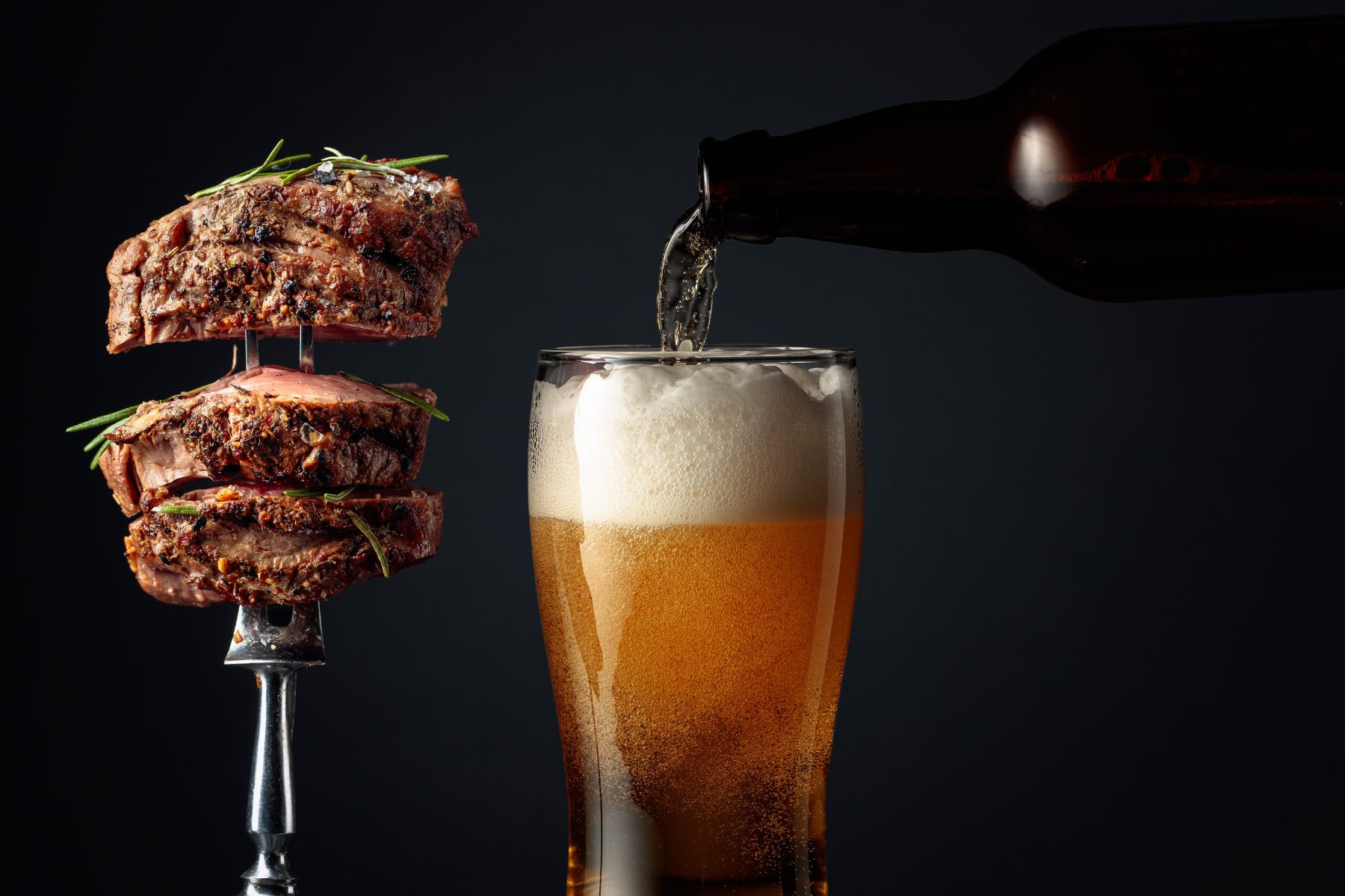 ostrich meat and beer